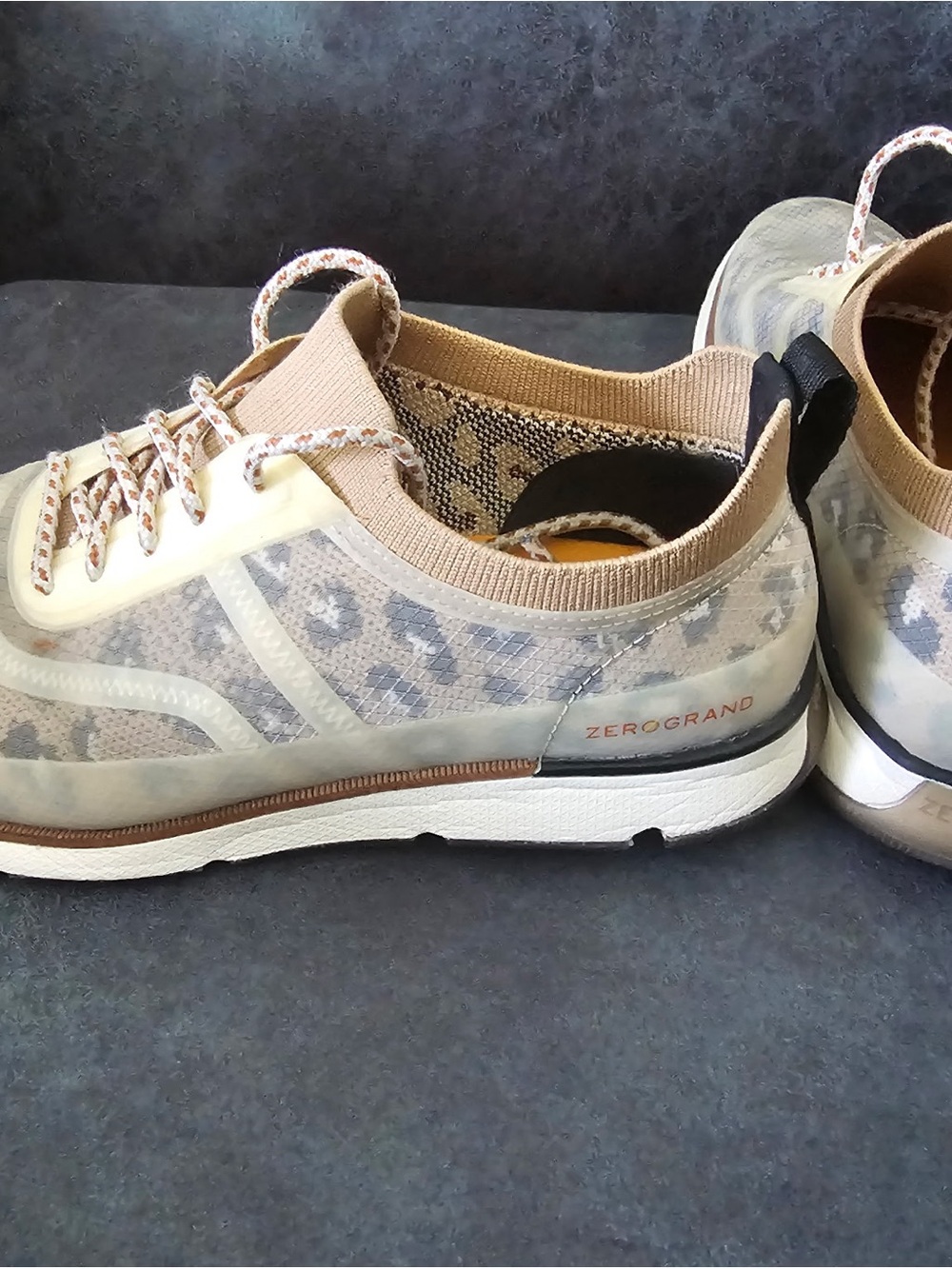 Cole Haan Beige and Black Leopard-Patterned ZEROGRAND Sneakers
